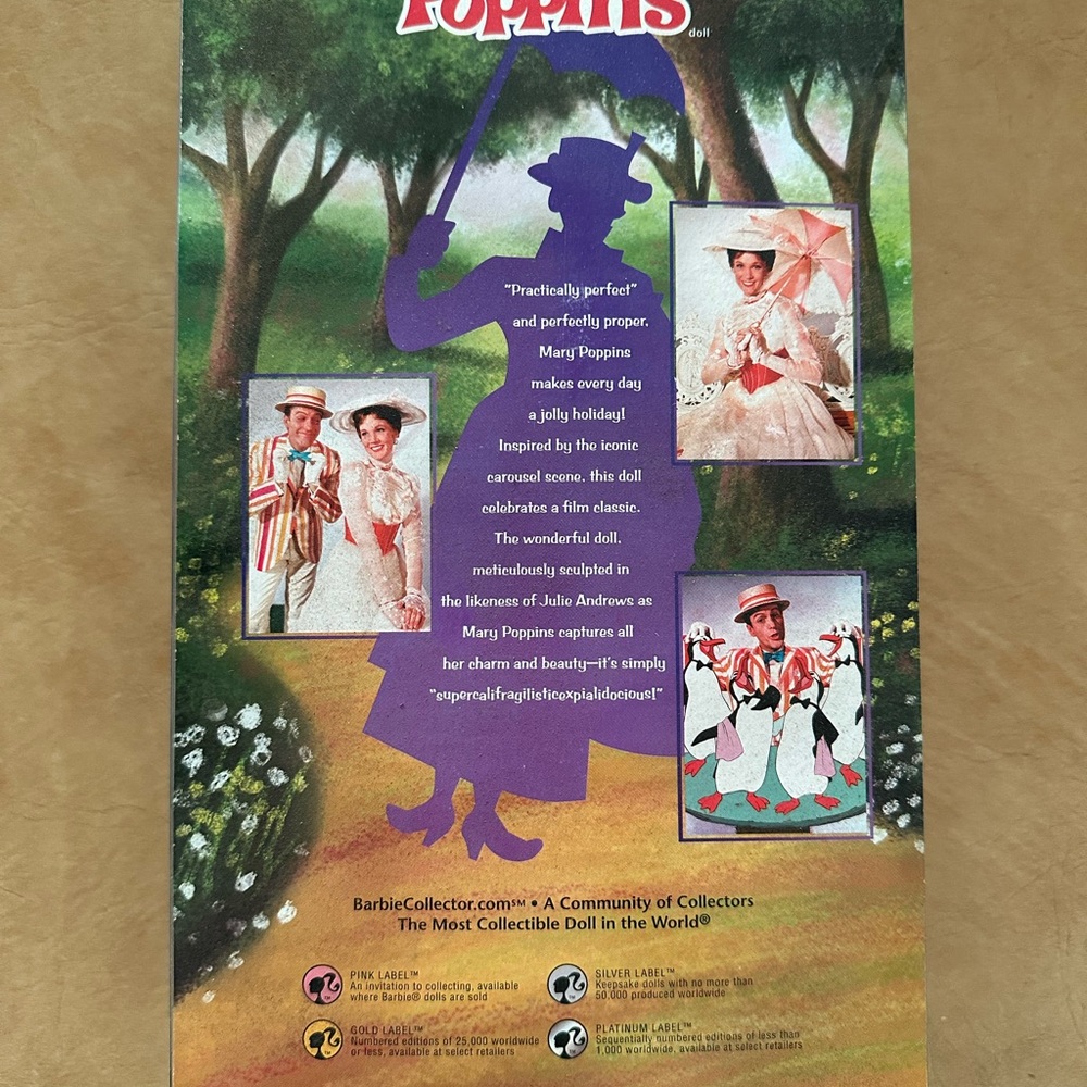New In Box Mary Poppins Barbie collector pink label - Picture 2 of 2